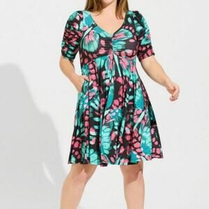 NWT Torrid Fairy Y2K Style Butterfly Studio Knit Cinch Front Mini Skater Dress